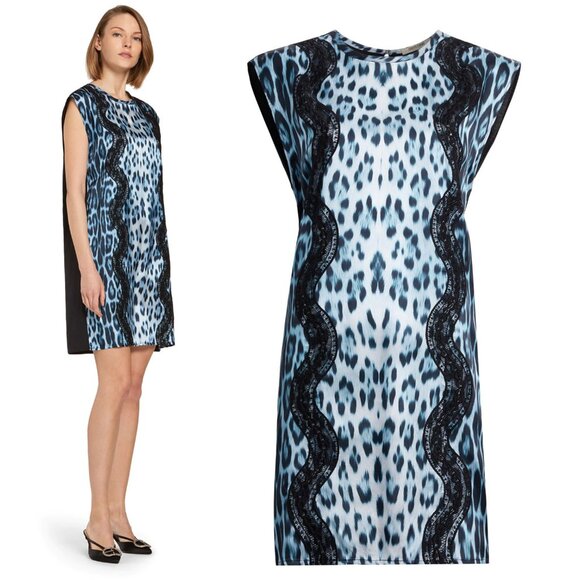 ROBERTO CAVALLI DRESS HERITAGE JAGUAR PRINT WITH LACE sz IT 40 4 US